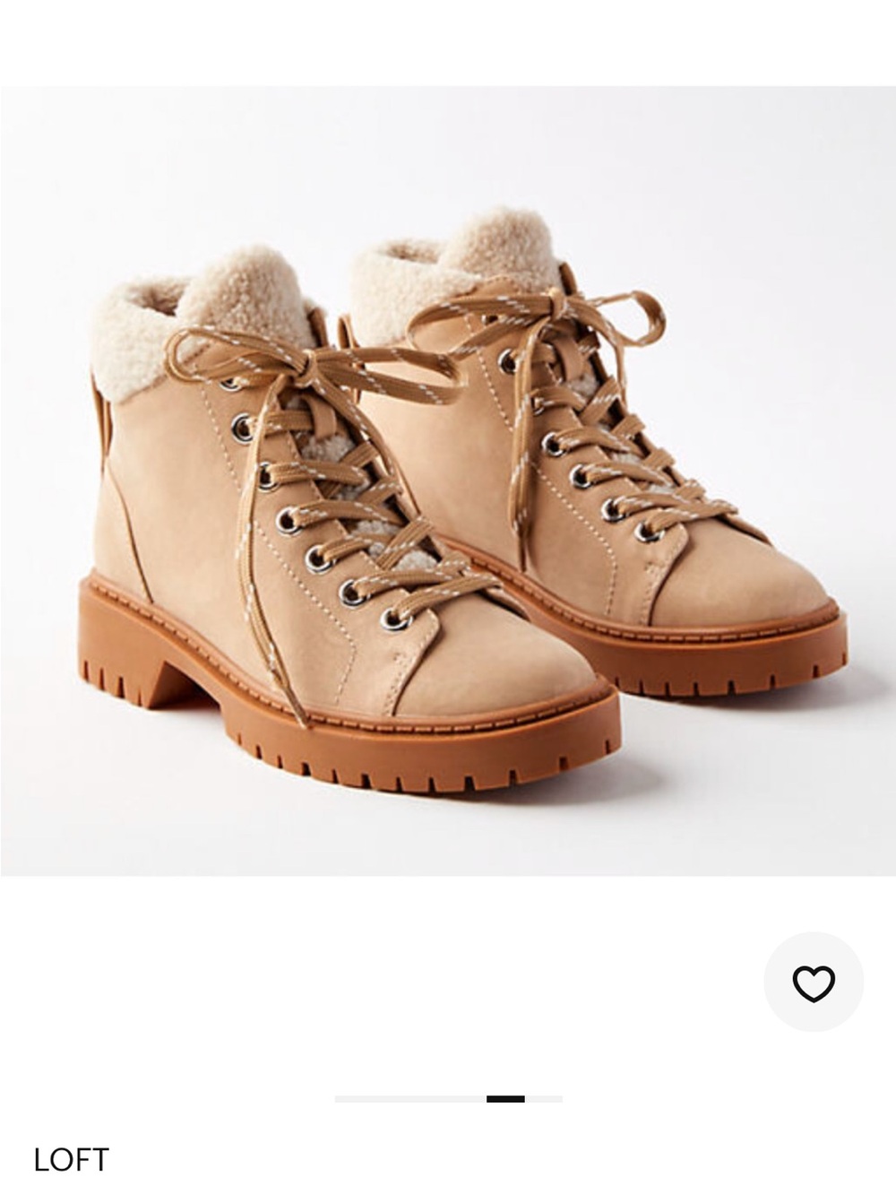 LOFT Tan & Brown Lace-Up Shearling Combat Boots